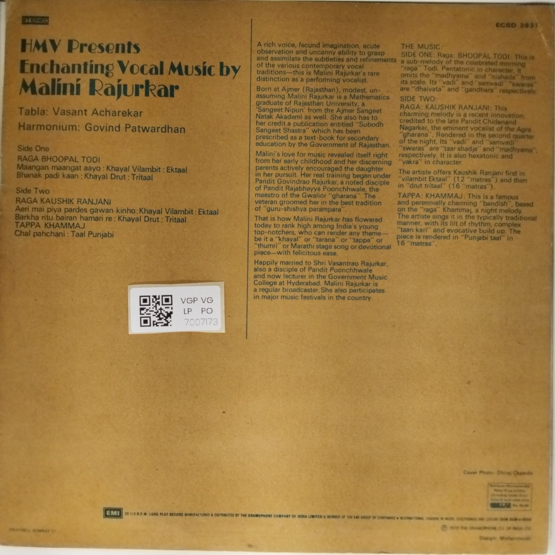 Malini Rajurkar - Enchanting Vocal Music (Vinyl)