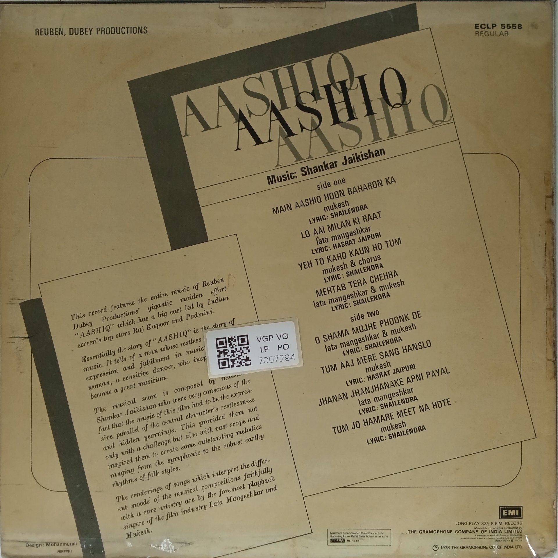Shankar Jaikishan - Aashiq (Vinyl)