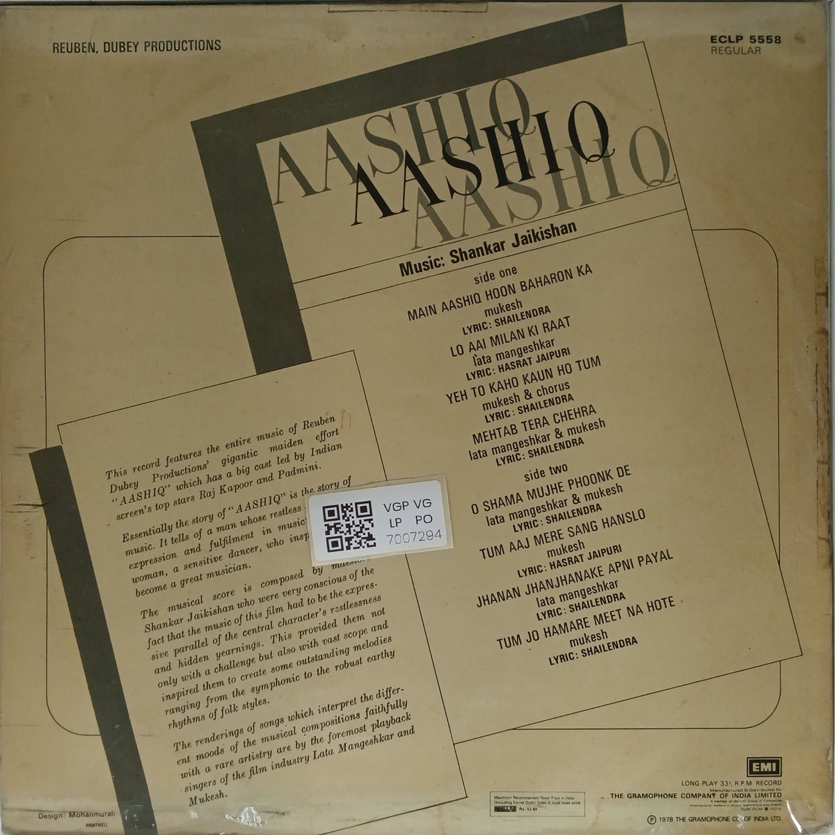 Shankar Jaikishan - Aashiq (Vinyl)