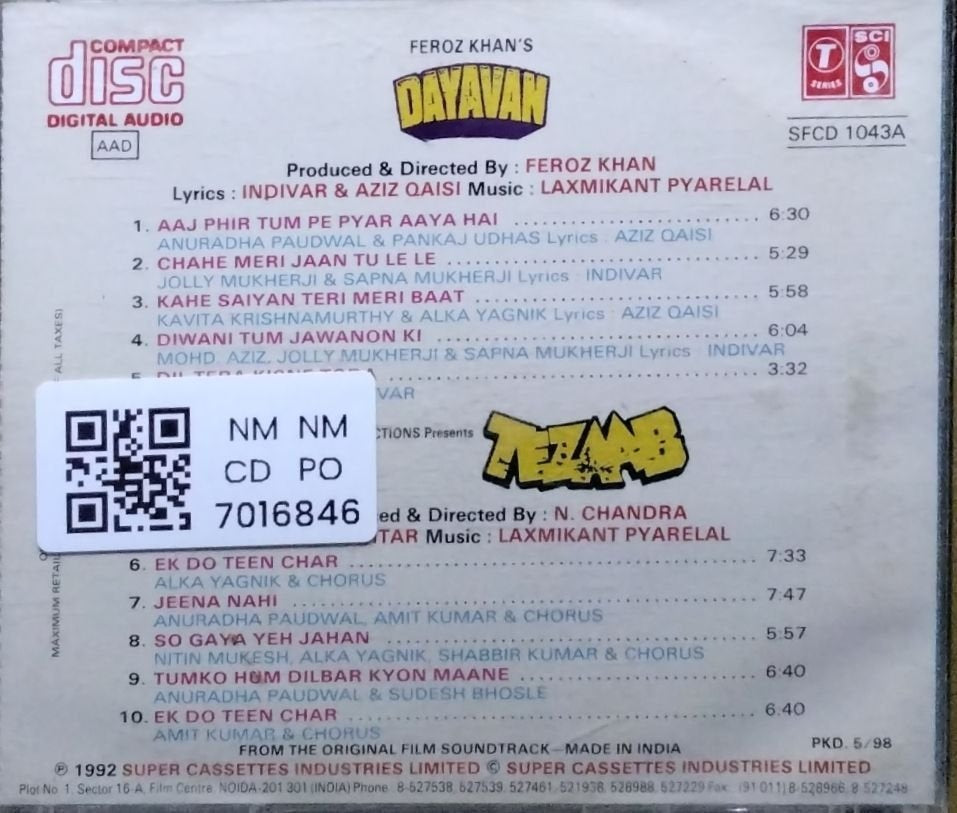 Laxmikant Pyarelal - Dayavan / Tezaab (CD)