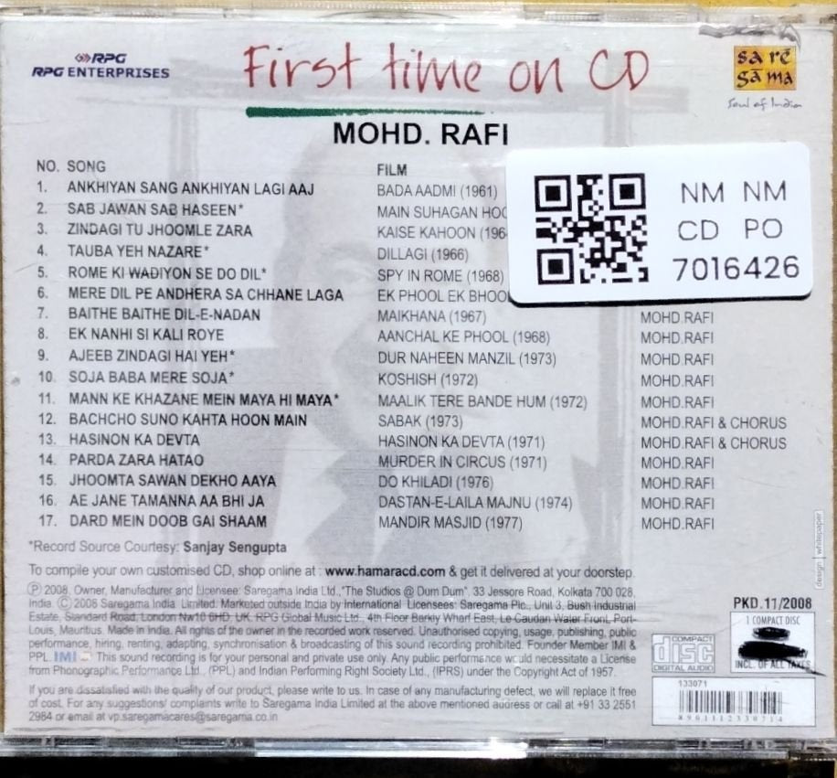 Mohd. Rafi - First Time on CD (CD)