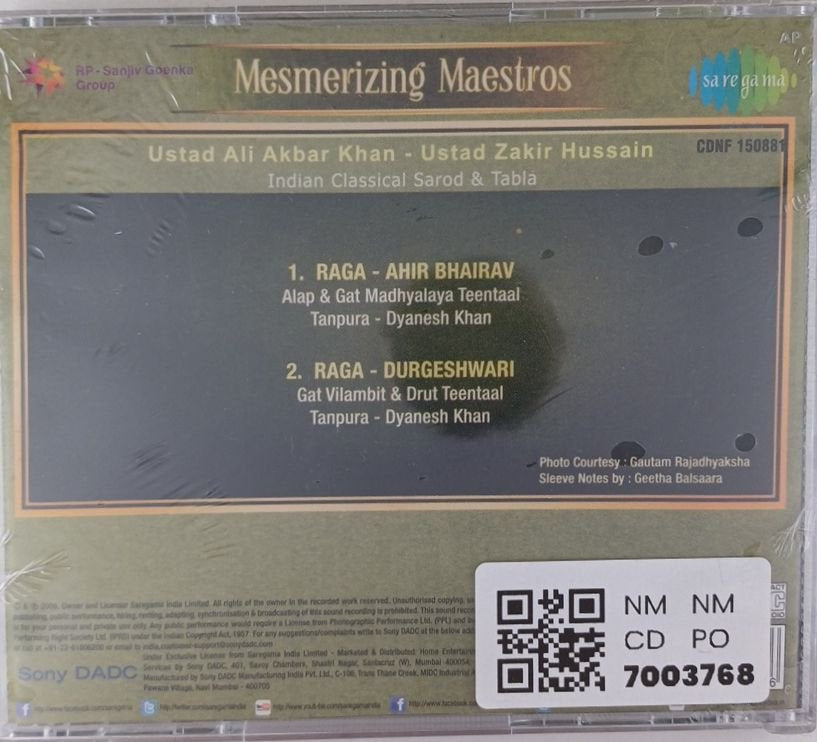 Ustad Ali Akbar Khan, Ustad Zakir Hussain - Mesmerizing Maestros (CD)