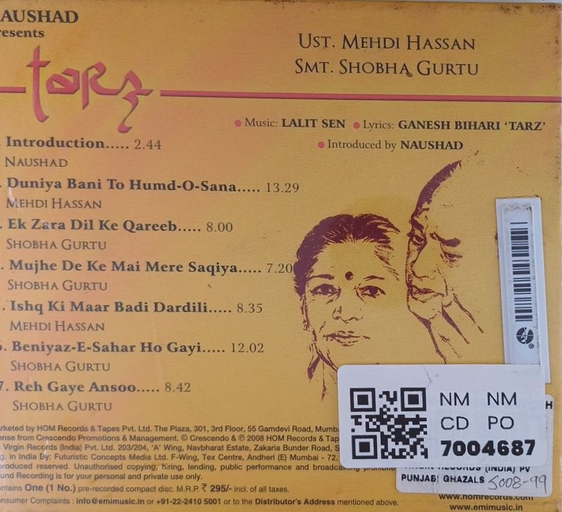Mehdi Hassan, Shobha Gurtu - Tora (CD)