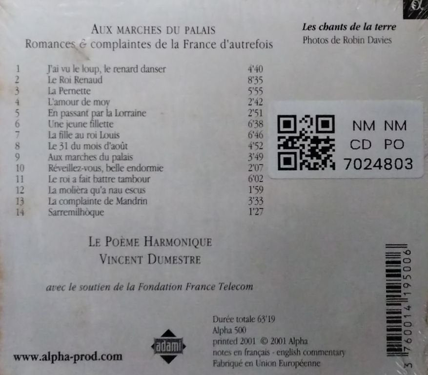 Le Poème Harmonique, Vincent Dumestre - Aux marches du palais (CD)