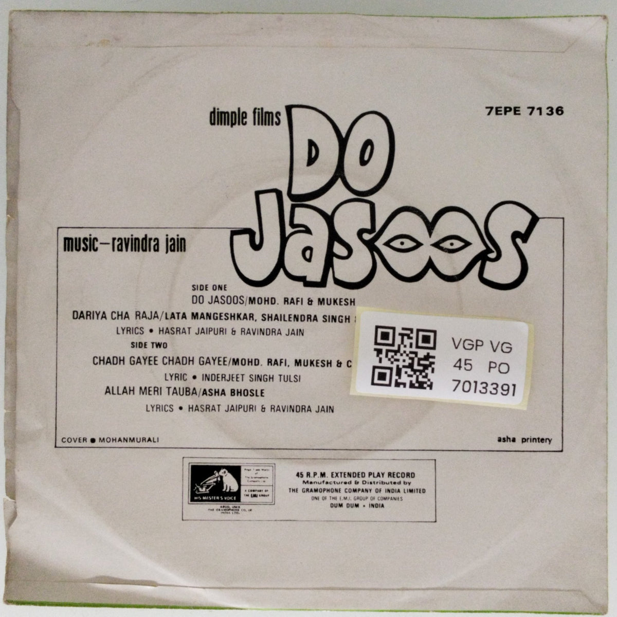 Ravindra Jain - Do Jasoos (45-RPM)