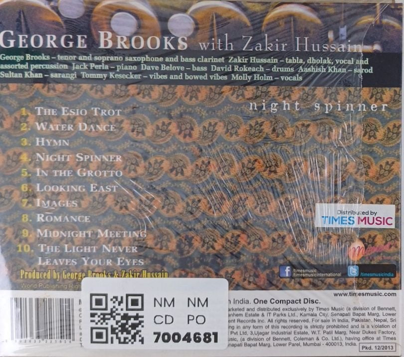 George Brooks, Zakir Hussain - Night Spinner (CD)