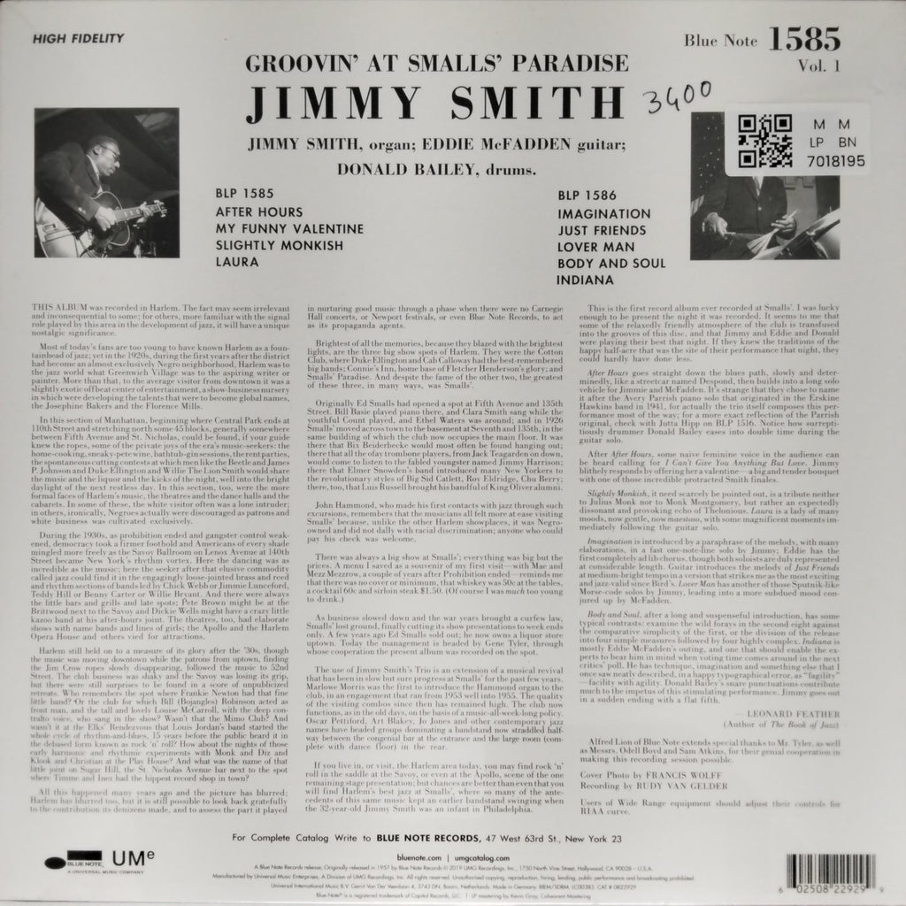 Jimmy Smith - Groovin' at Smalls' Paradise (Vinyl)