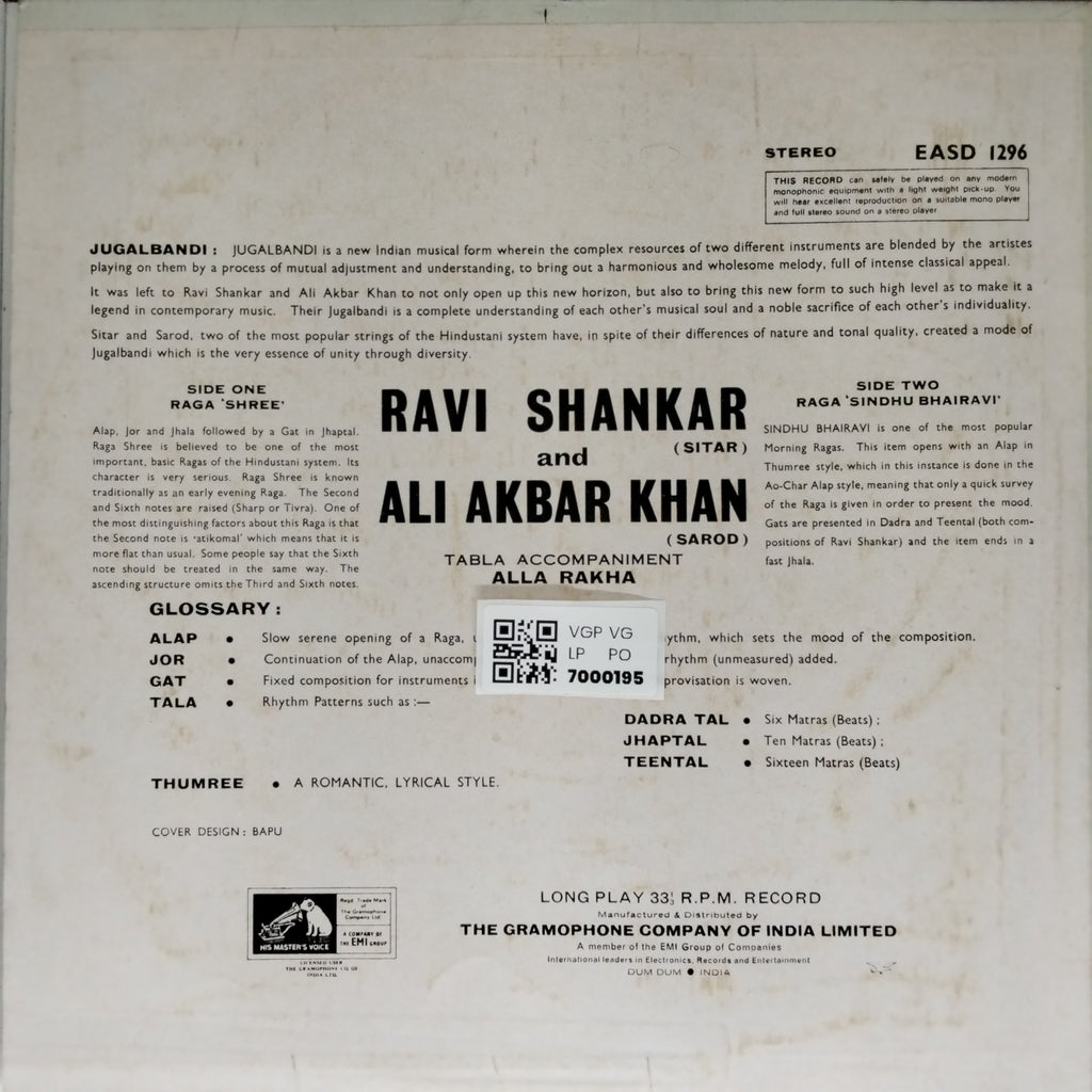 Ravi Shankar, Ali Akbar Khan, Alla Rakha - Raga Shree & Raga Sindhu Bhairavi (Vinyl)