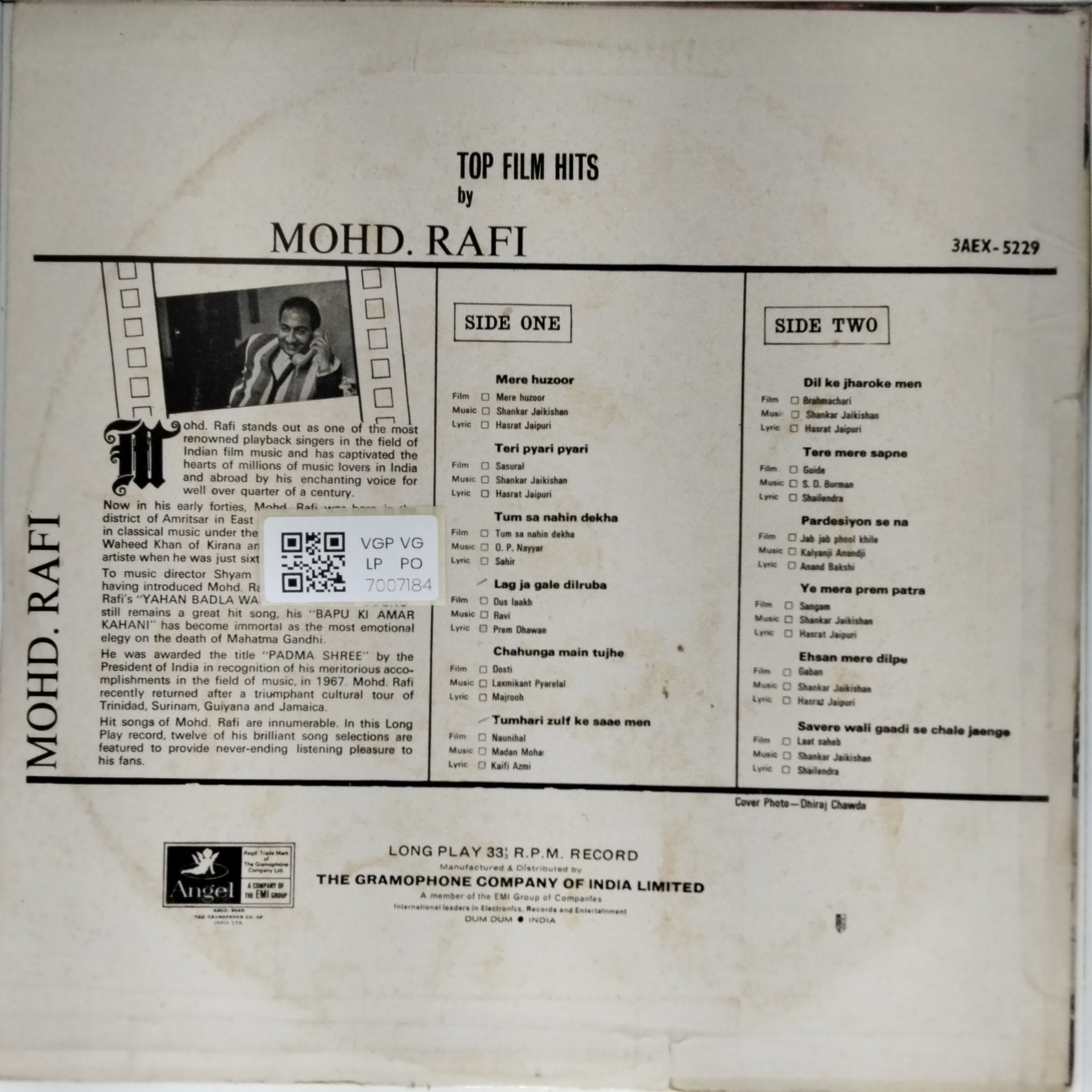Mohd. Rafi - Top Film Hits (Vinyl)