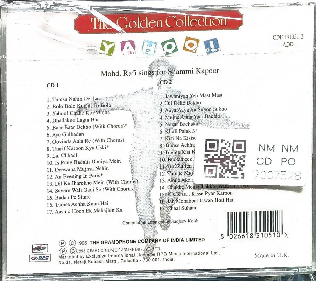 Mohd. Rafi - The Golden Collection: Yahoo - Mohd. Rafi Sings for Shammi Kapoor (Made in UK) (CD) (2)