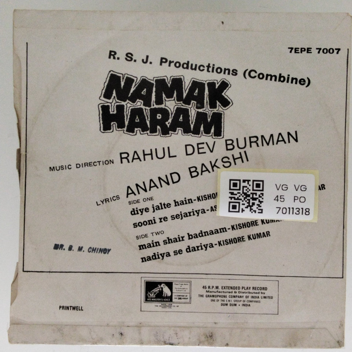 R. D. Burman - Namak Haraam (45-RPM)