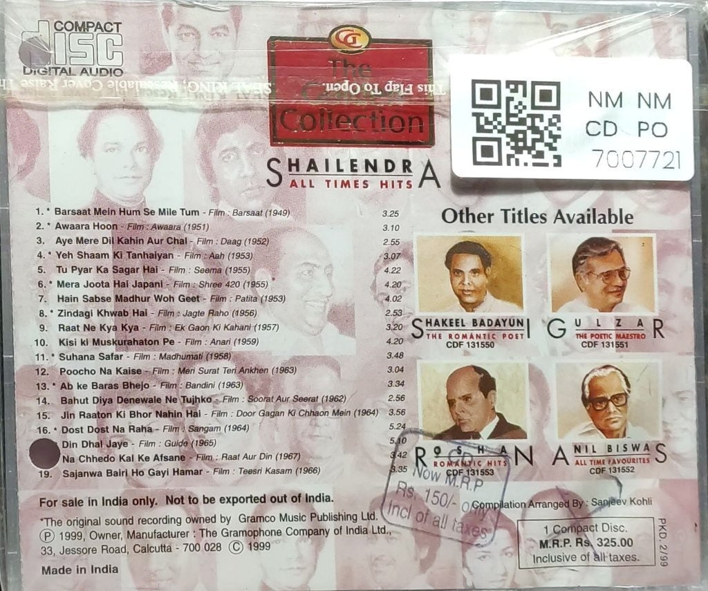 Shailendra - The Golden Collection - All Time Hits (CD)