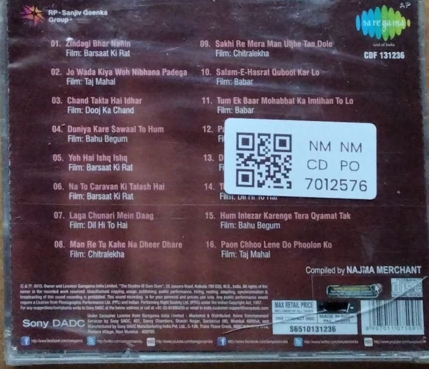 Sahir Ludhianvi, Roshan - Geet Tere Saaz Ka (CD)