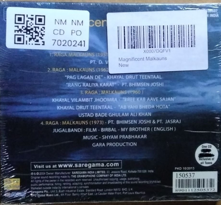 Pt. D.V. Paluskar, Pt. Bhimsen Joshi, Ustad Bade Ghulam Ali Khan, Pt. Jasraj - Magnificent Malkauns (CD)