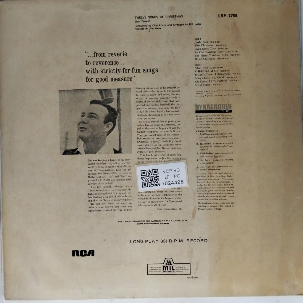 Jim Reeves - Twelve Songs of Christmas (Vinyl)