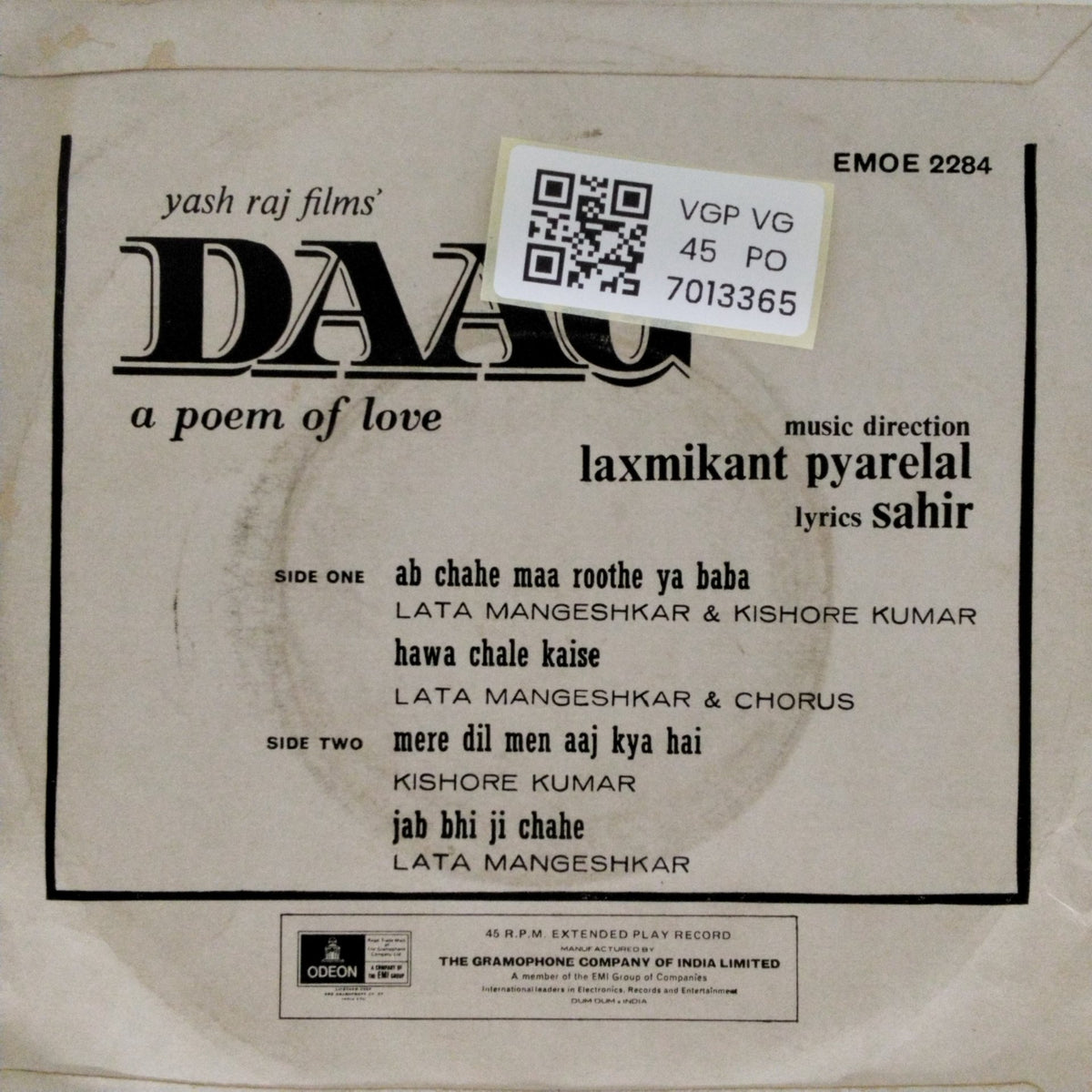 Laxmikant Pyarelal - Daag: A Poem of Love (45-RPM)