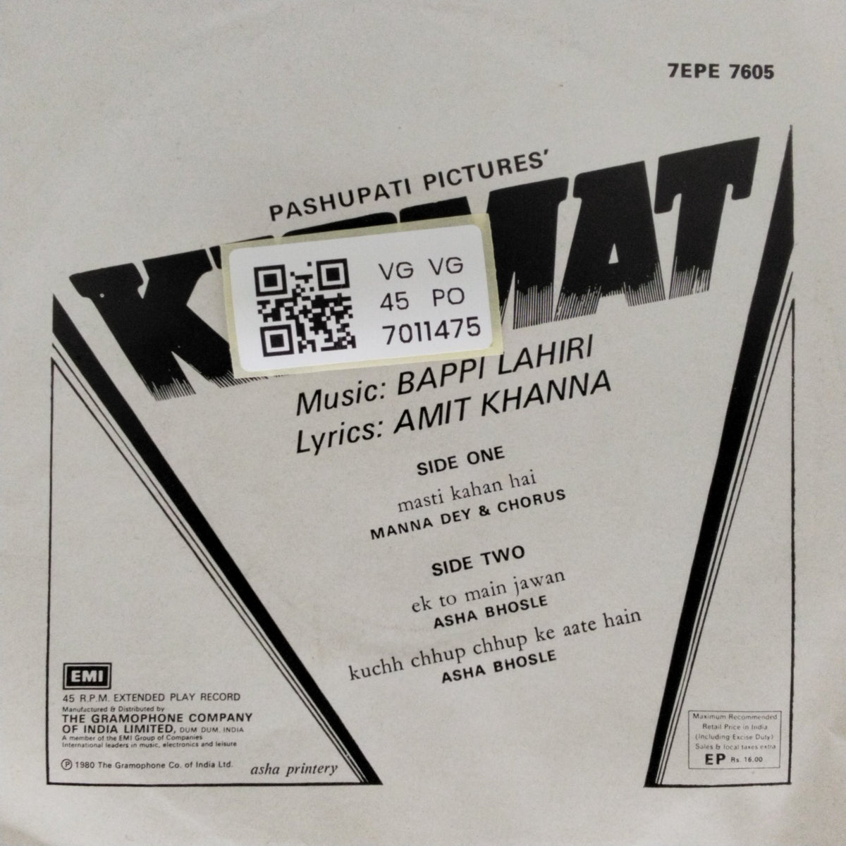 Bappi Lahiri - Kismat (45-RPM)