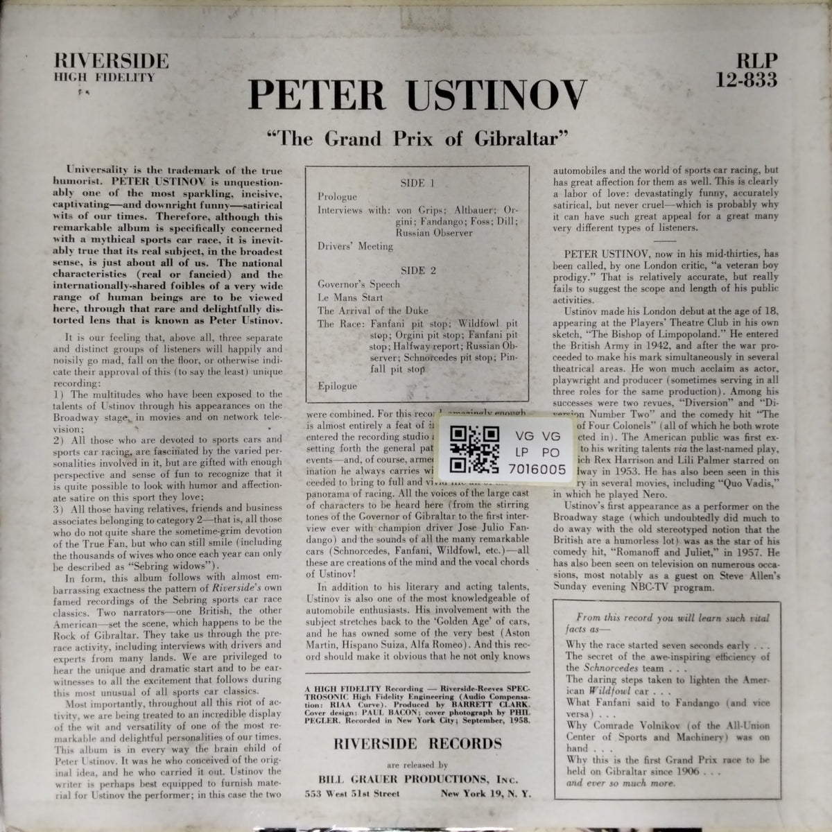 Peter Ustinov - The Grand Prix of Gibraltar (Vinyl)