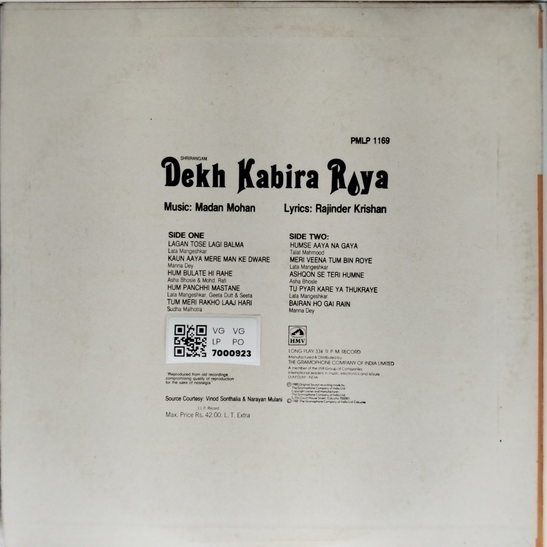 Madan Mohan - Dekh Kabira Roya (Vinyl)