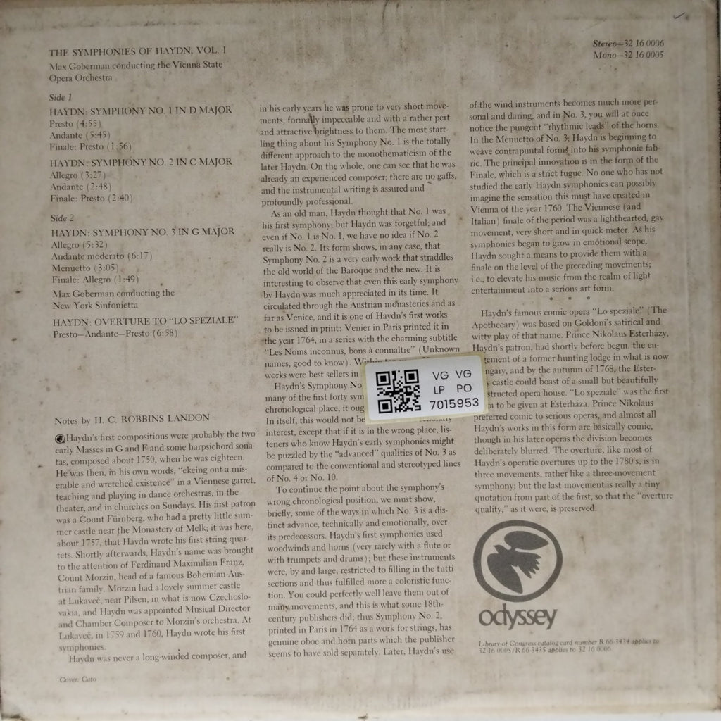 Max Goberman, Vienna State Opera Orchestra - The Symphonies of Haydn Vol. I (Vinyl)