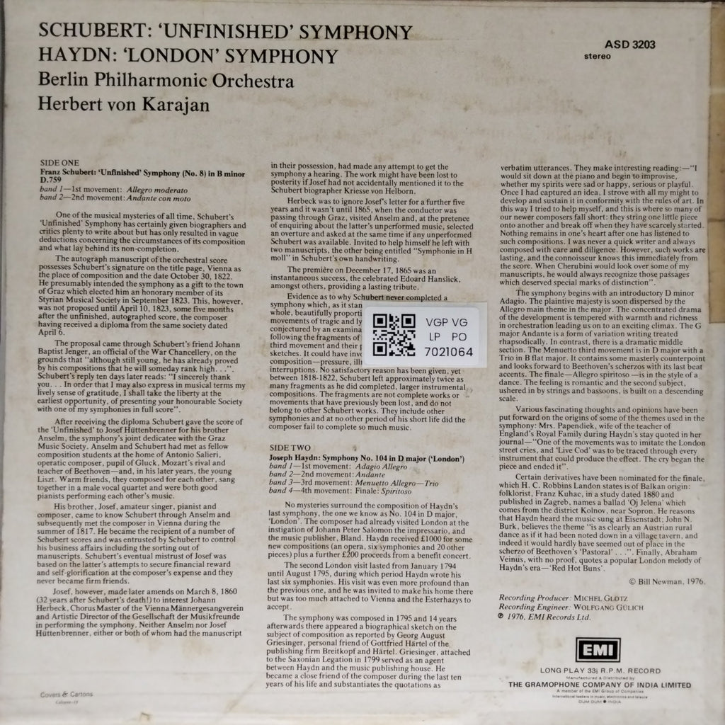 Herbert von Karajan, Berlin Philharmonic Orchestra - Schubert Unfinished / Haydn London (Vinyl)