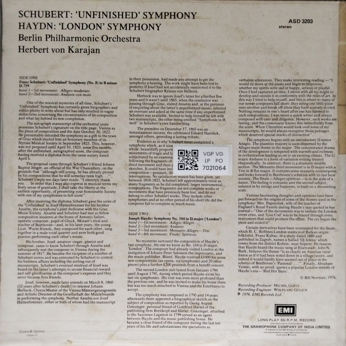 Herbert von Karajan, Berlin Philharmonic Orchestra - Schubert Unfinished / Haydn London (Vinyl)