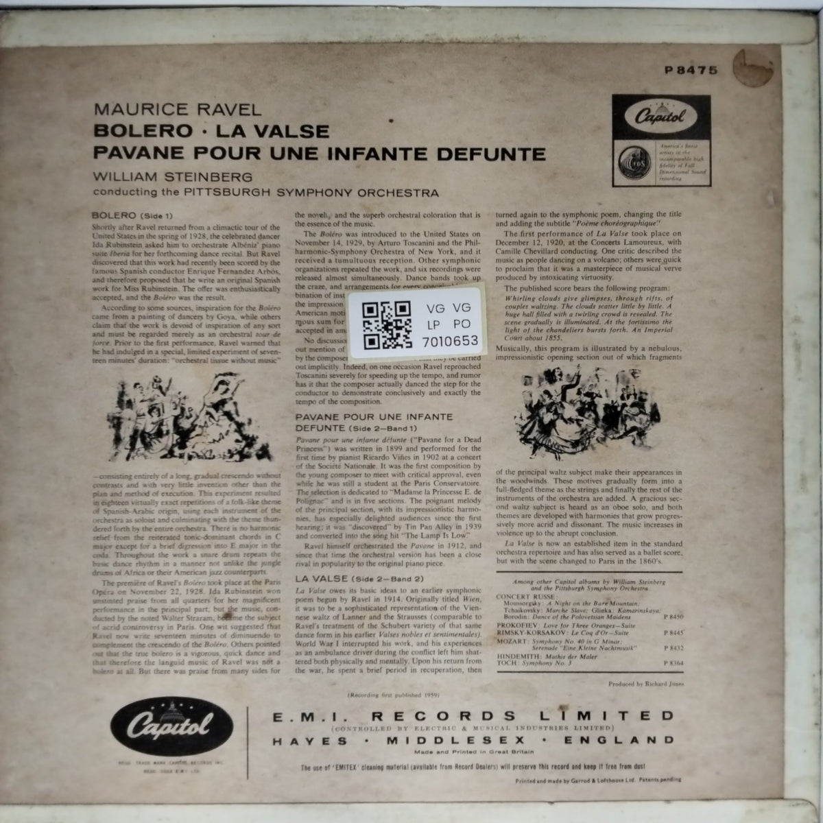 William Steinberg, The Pittsburgh Symphony Orchestra - Ravel / Bolero / La Valse / Pavane Pour Une Infante Defunte (Vinyl)
