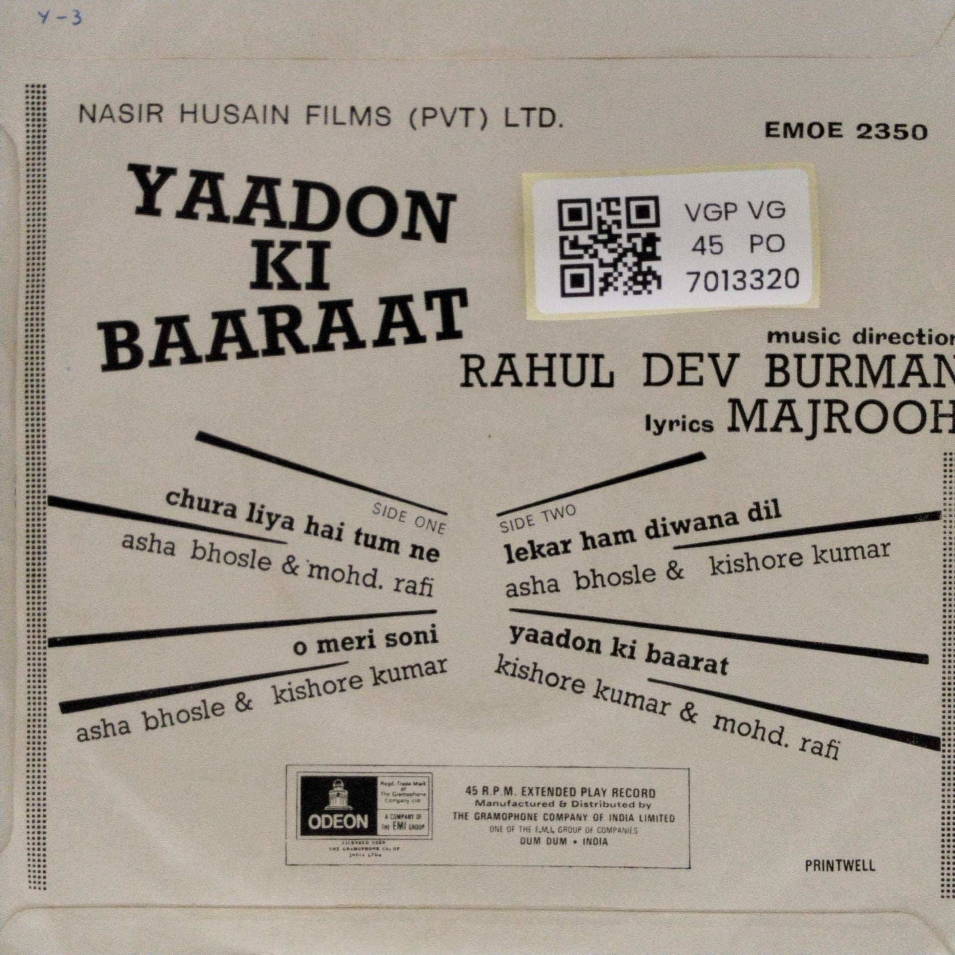 Rahul Dev Burman - Yaadon Ki Baaraat (45-RPM)