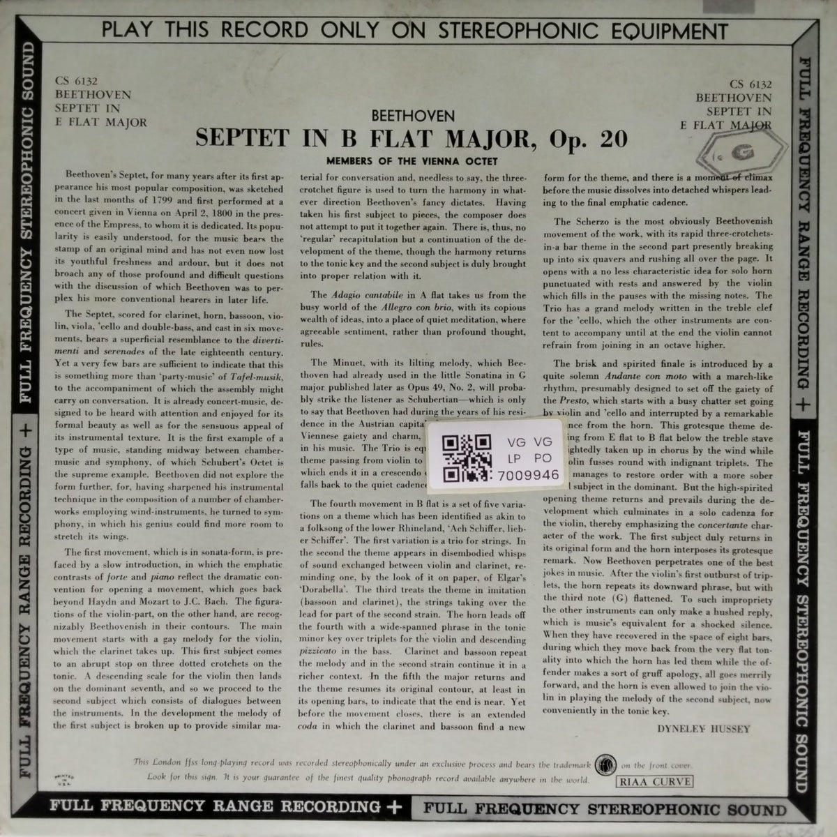 Members of the Vienna Octet - Beethoven - Septet in E-flat major for strings and winds Op. 20 (Vinyl)