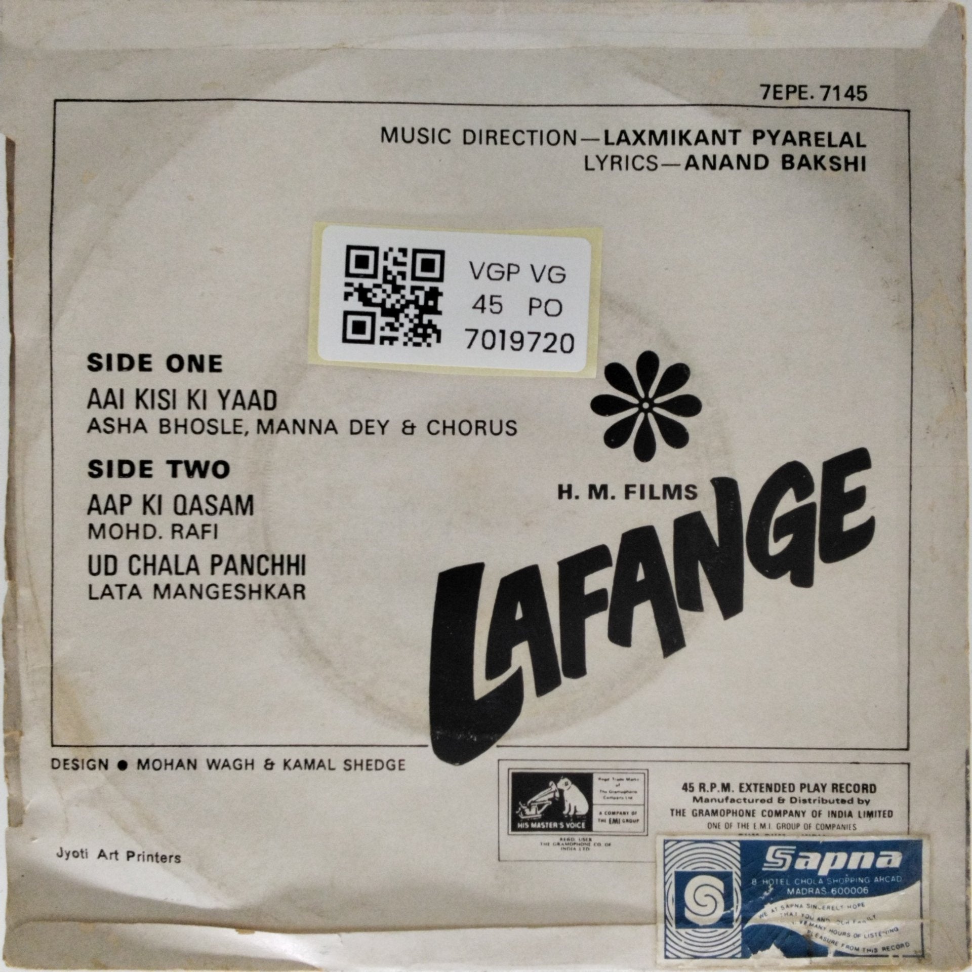 Laxmikant Pyarelal - Lafange (45-RPM)