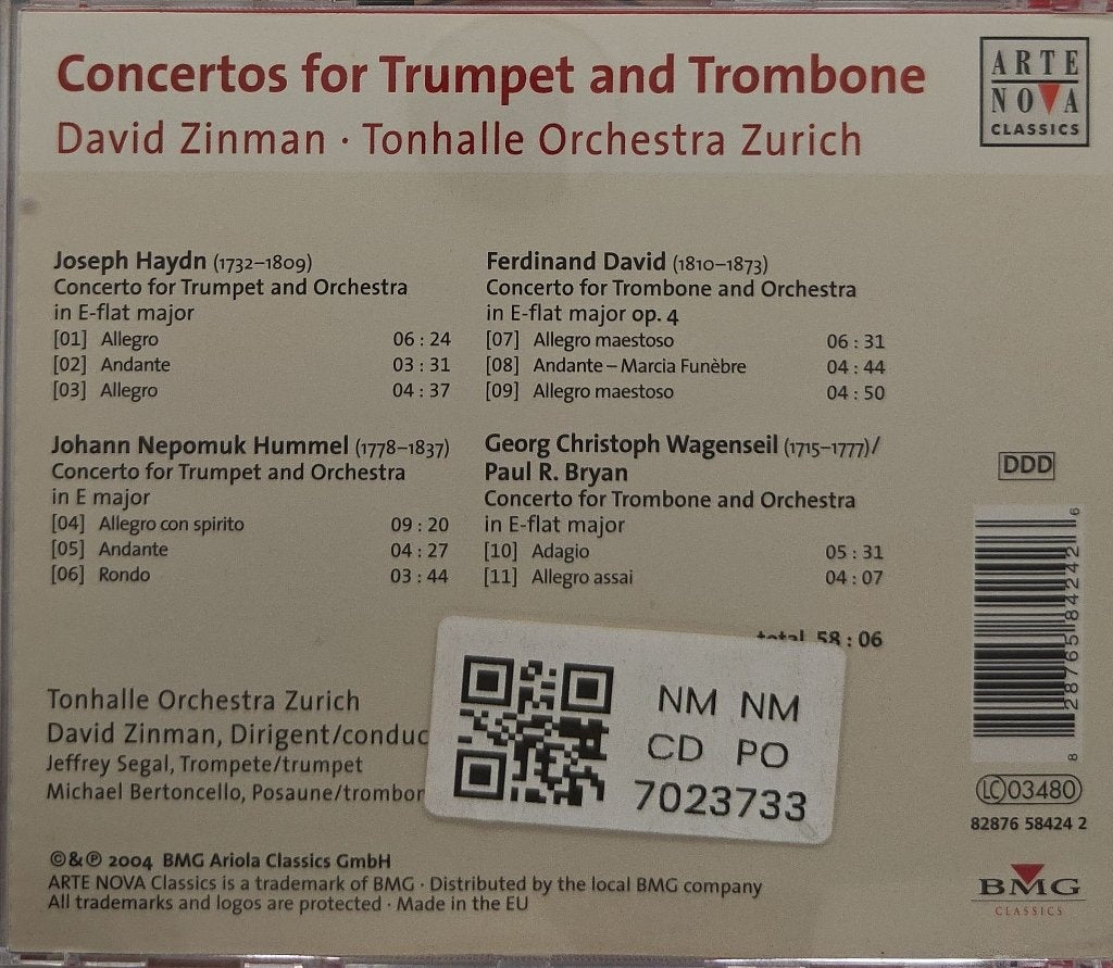 David Zinman, Tonhalle Orchestra Zurich - Concertos for Trumpet & Trombone (CD)