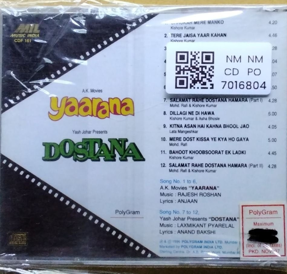 Rajesh Roshan, Laxmikant-Pyarelal - Yaarana / Dostana (CD)