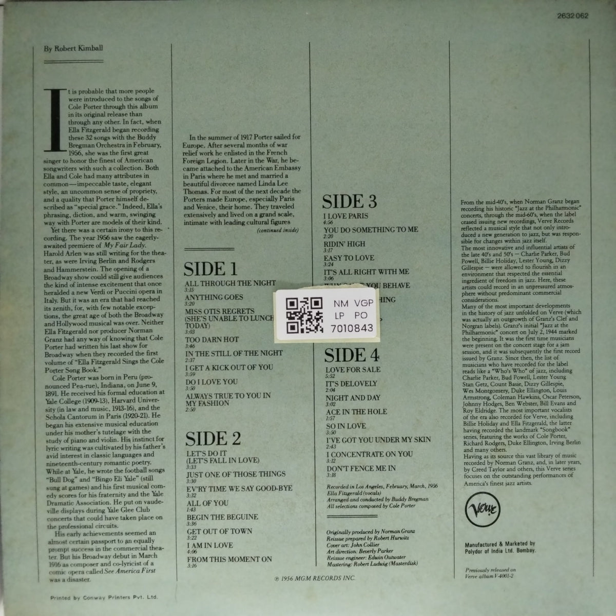 Ella Fitzgerald - The Cole Porter Songbook (Vinyl)