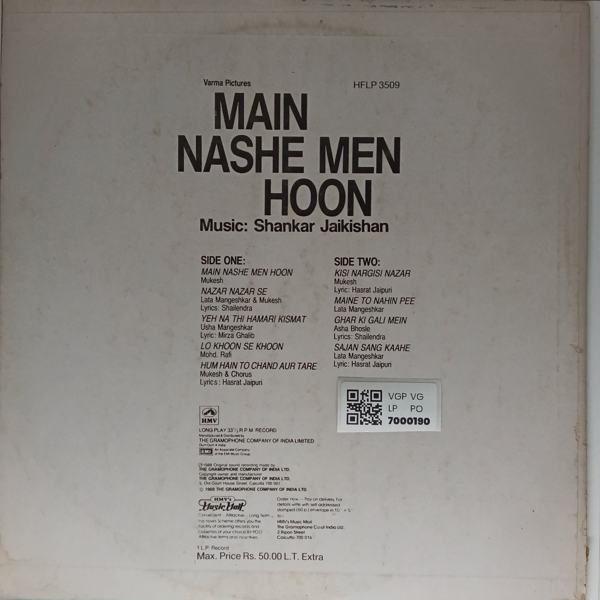 Shankar Jaikishan - Main Nashe Men Hoon (Vinyl)