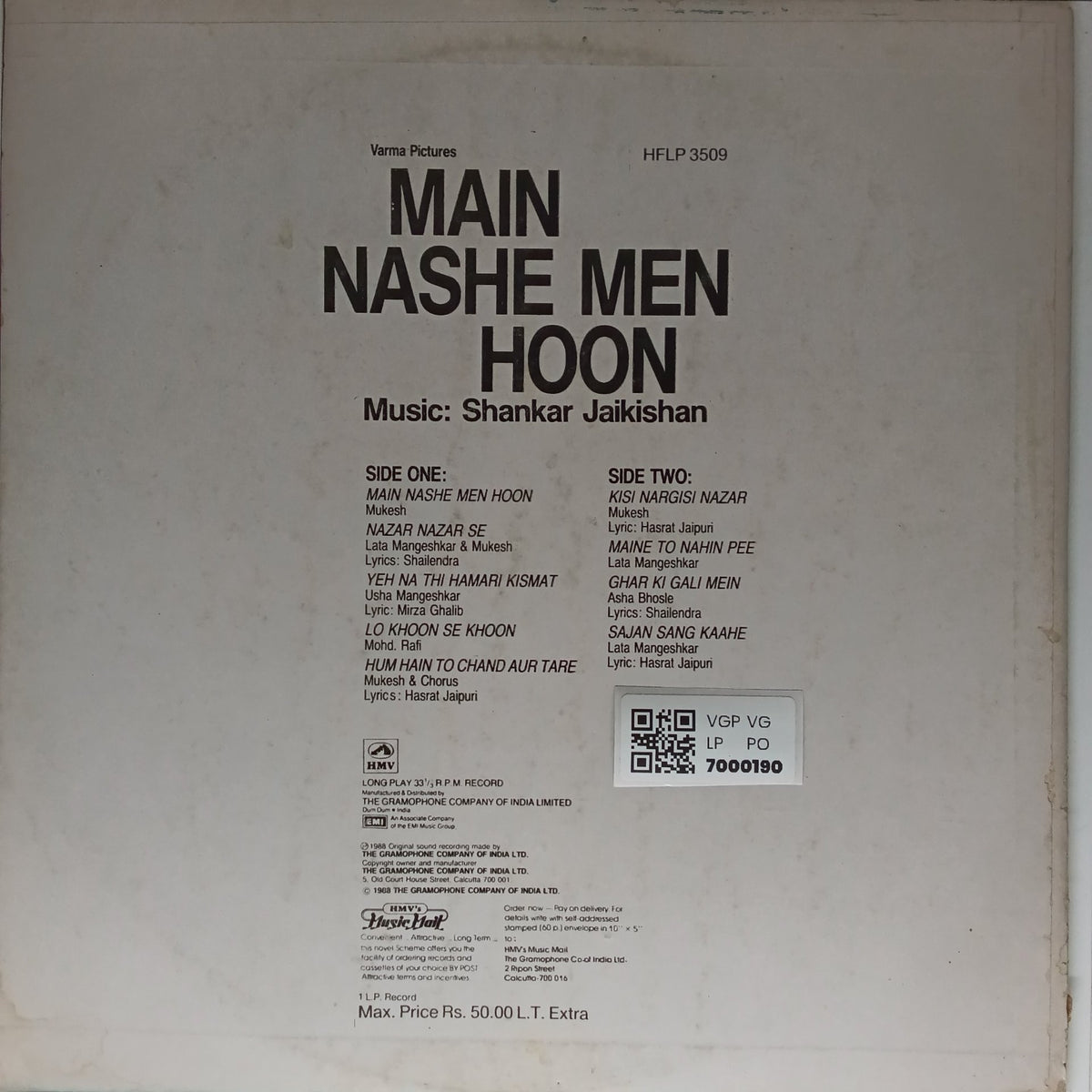 Shankar Jaikishan - Main Nashe Men Hoon (Vinyl)