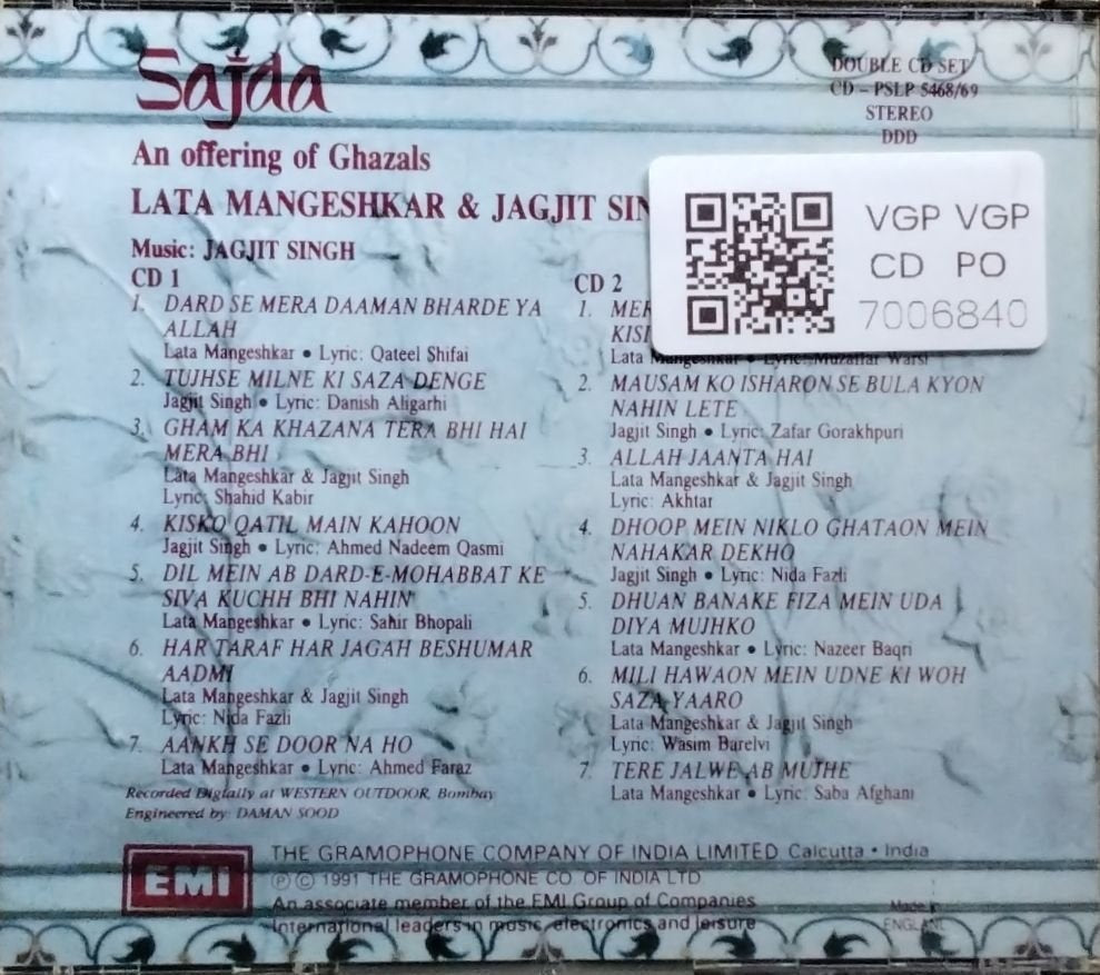 Lata Mangeshkar, Jagjit Singh - Sajda (CD) (2)