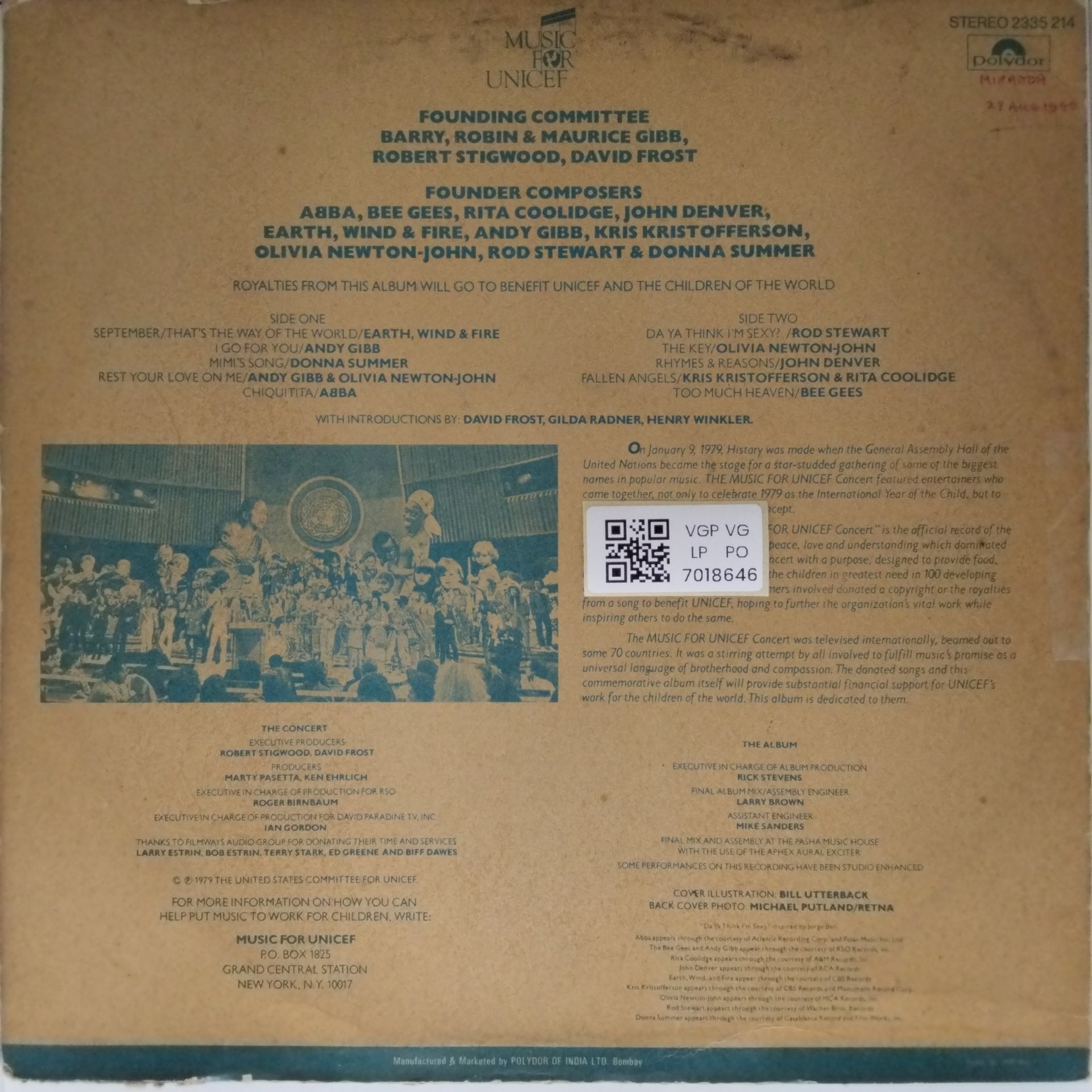 Various - The Music for UNICEF Concert: A Gift of Song (Vinyl)