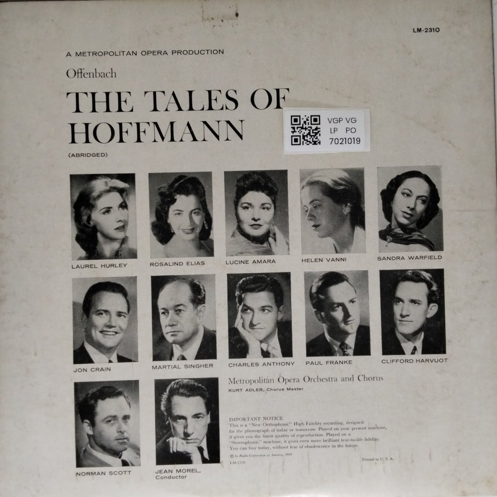 Metropolitan Opera Orchestra and Chorus, Jean Morel - The Tales of Hoffmann (Vinyl)