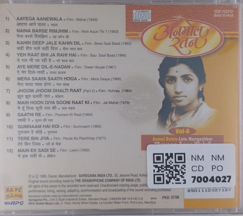 Lata Mangeshkar - अनमोल रतन Vol-6 (CD)
