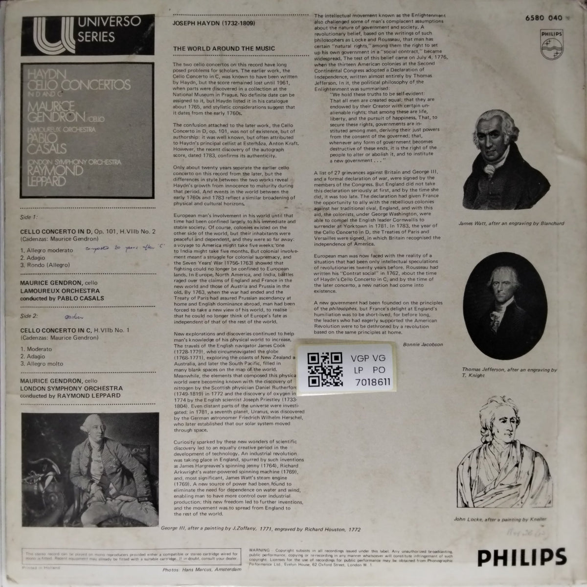 Maurice Gendron - Haydn Cello Concertos in D and C (Vinyl)
