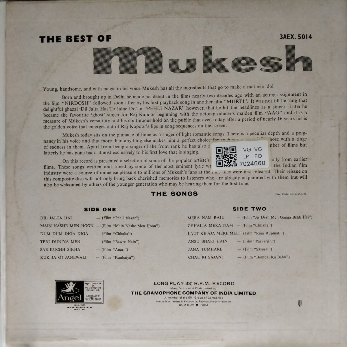 Mukesh - The Best of Mukesh (Vinyl)