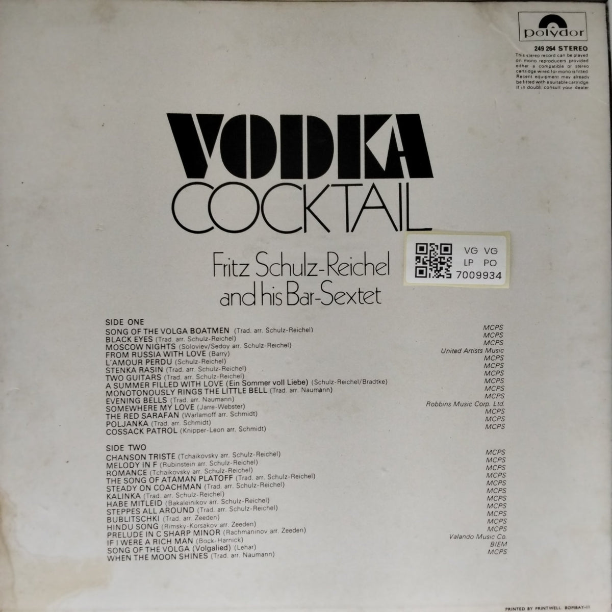 Fritz Schulz-Reichel and his Bar-Sextet - Vodka Cocktail (Vinyl)