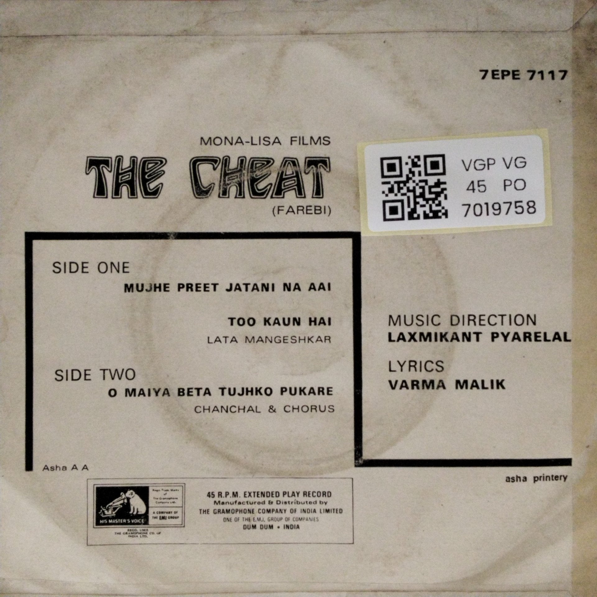 Laxmikant Pyarelal - The Cheat (Farebi) (45-RPM)