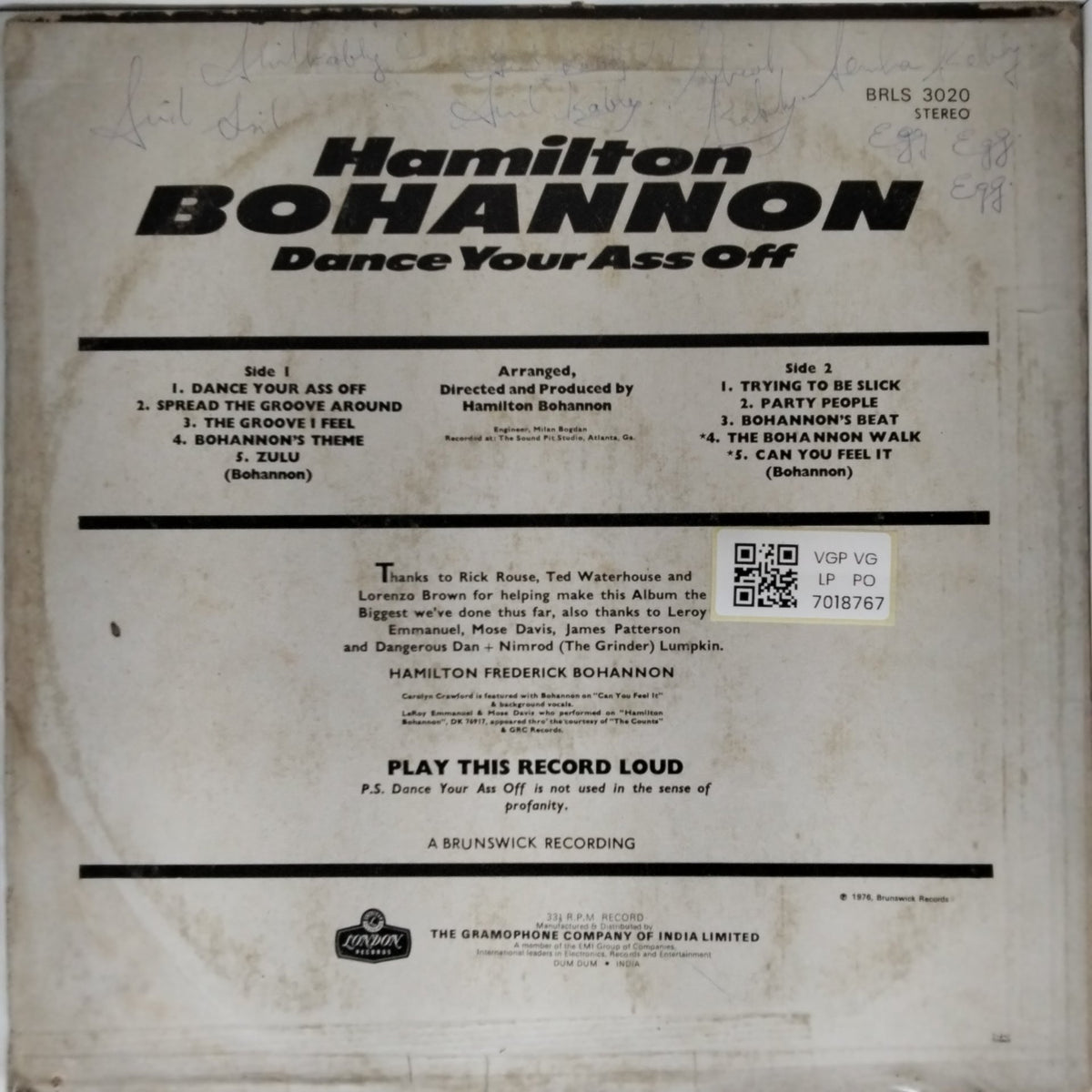 Hamilton Bohannon - Dance Your Ass Off (Vinyl)
