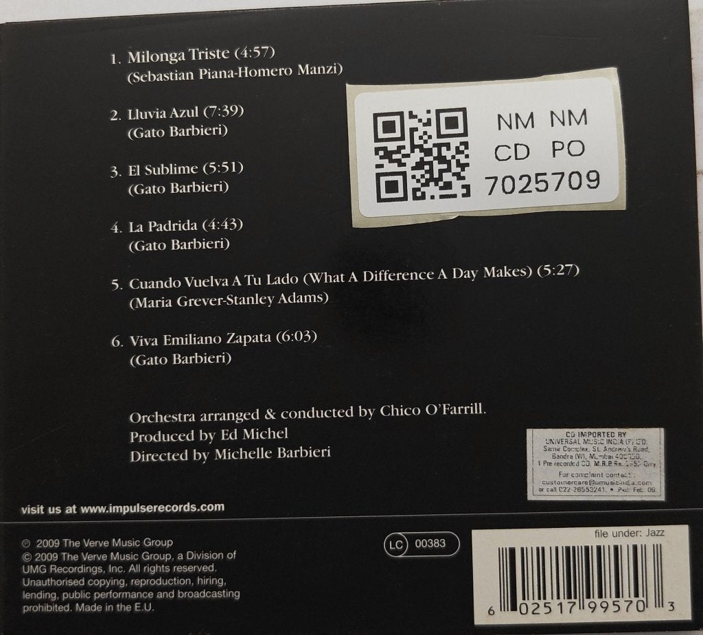Gato Barbieri - Chapter Three Viva Emiliano Zapata (CD)