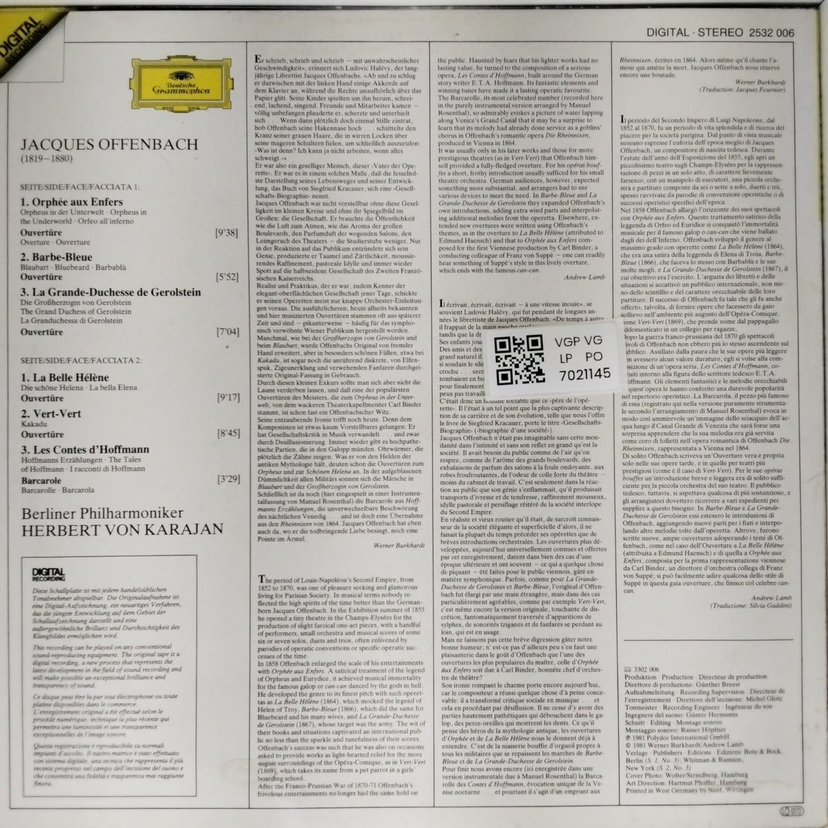 Jacques Offenbach, Berliner Philharmoniker, Herbert von Karajan - Ouvertüren · Overtures (Vinyl)