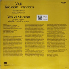 Yehudi Menuhin, Menuhin Festival Orchestra - Viotti Two Violin Concertos No.16 in E minor No.22 in A minor (Vinyl)