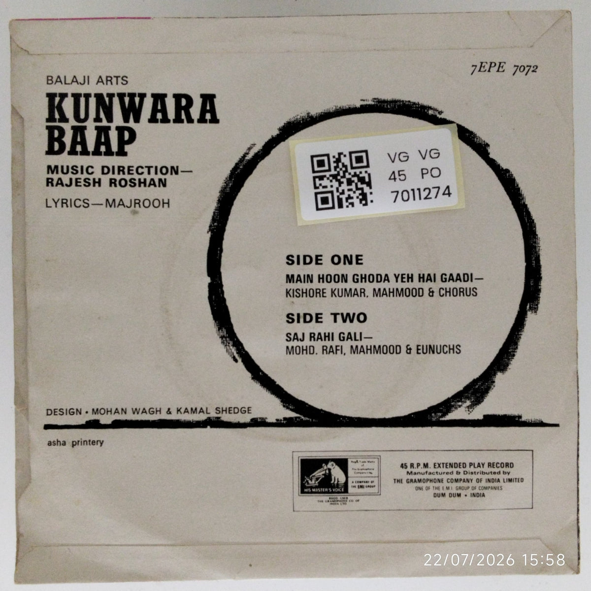 Rajesh Roshan - Kunwara Baap (45-RPM)