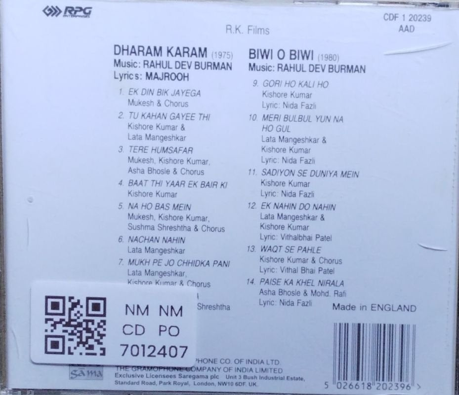 Rahul Dev Burman - Dharam Karam / Biwi-O-Biwi (CD)