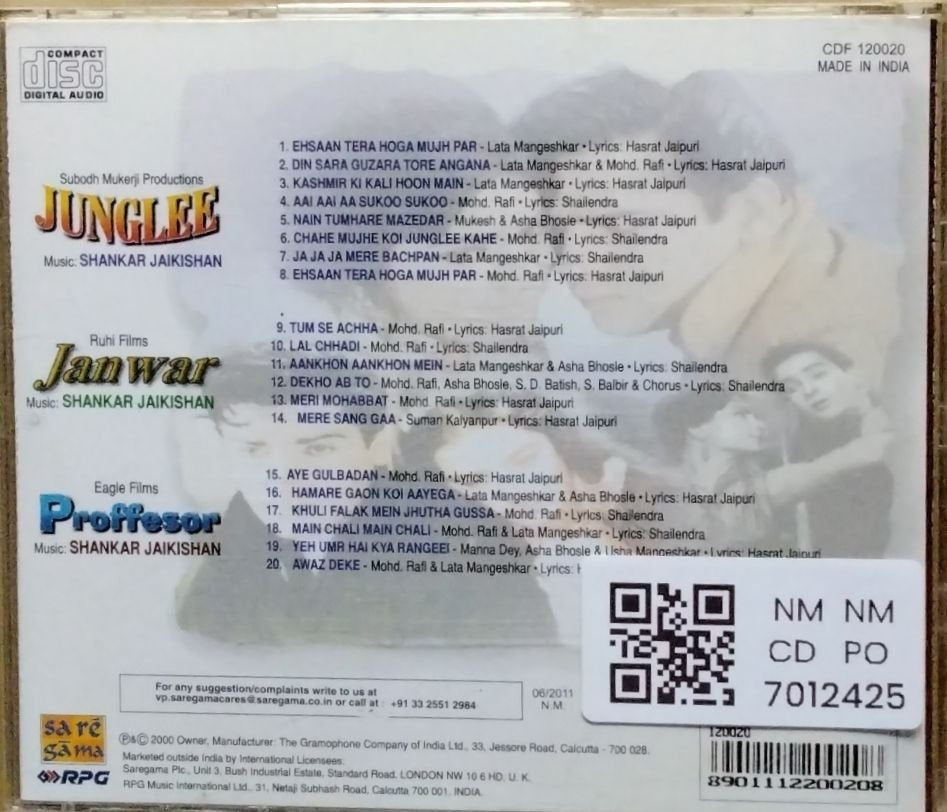 Shankar Jaikishan - Junglee / Janwar / Proffesor (CD)